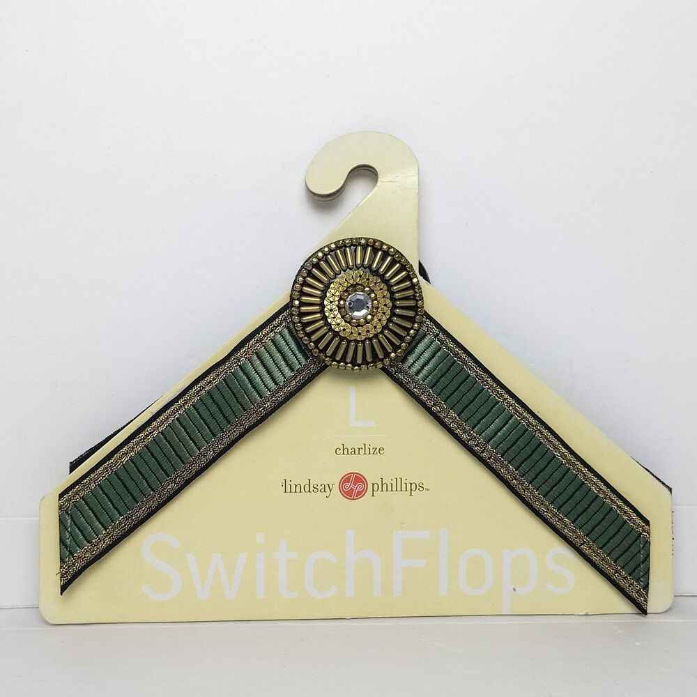 Lindsay Phillips SwitchFlops Charlize Womens L (9/10/11) Green Gold Shoe Strap